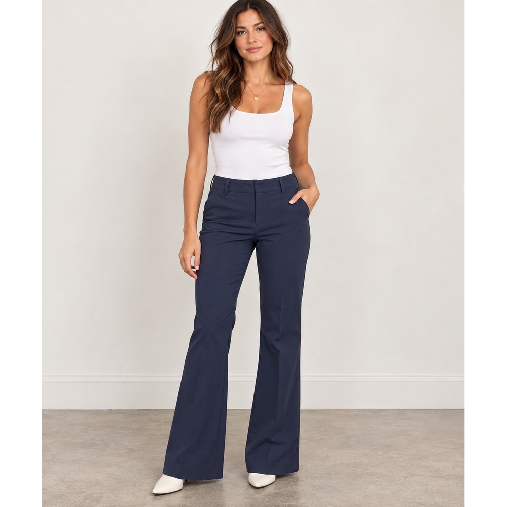 Banana Republic Women's Size 10 Navy Blue Flare Trouser Pants Stretch Career